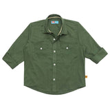 Boys Green Cotton Slub Shirt