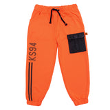 Kids Neon Orange Knit Cargo Joggers