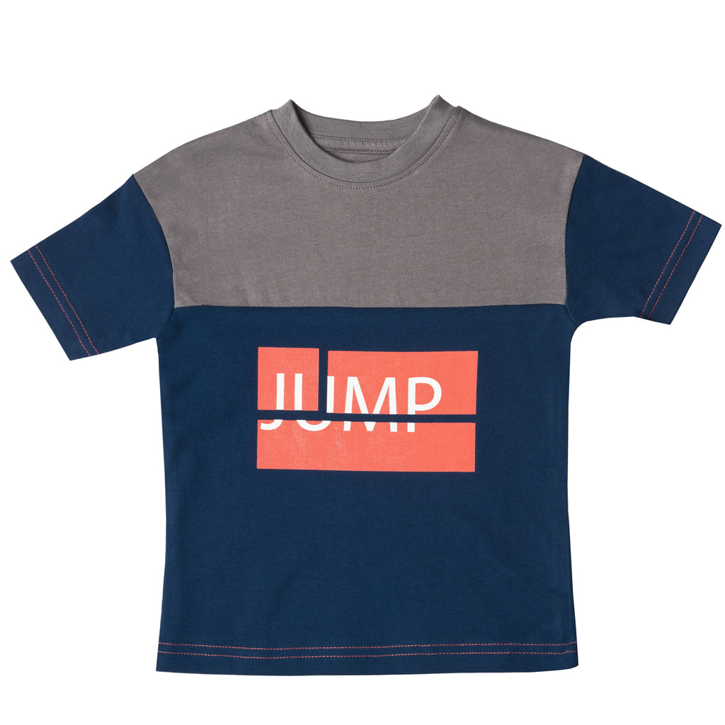 Boys Blue & Grey Jump Print T-shirt