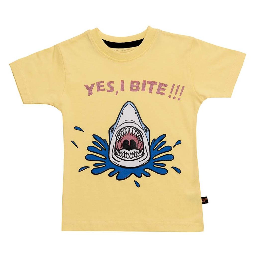 Boys Yellow Shark Print T-shirt