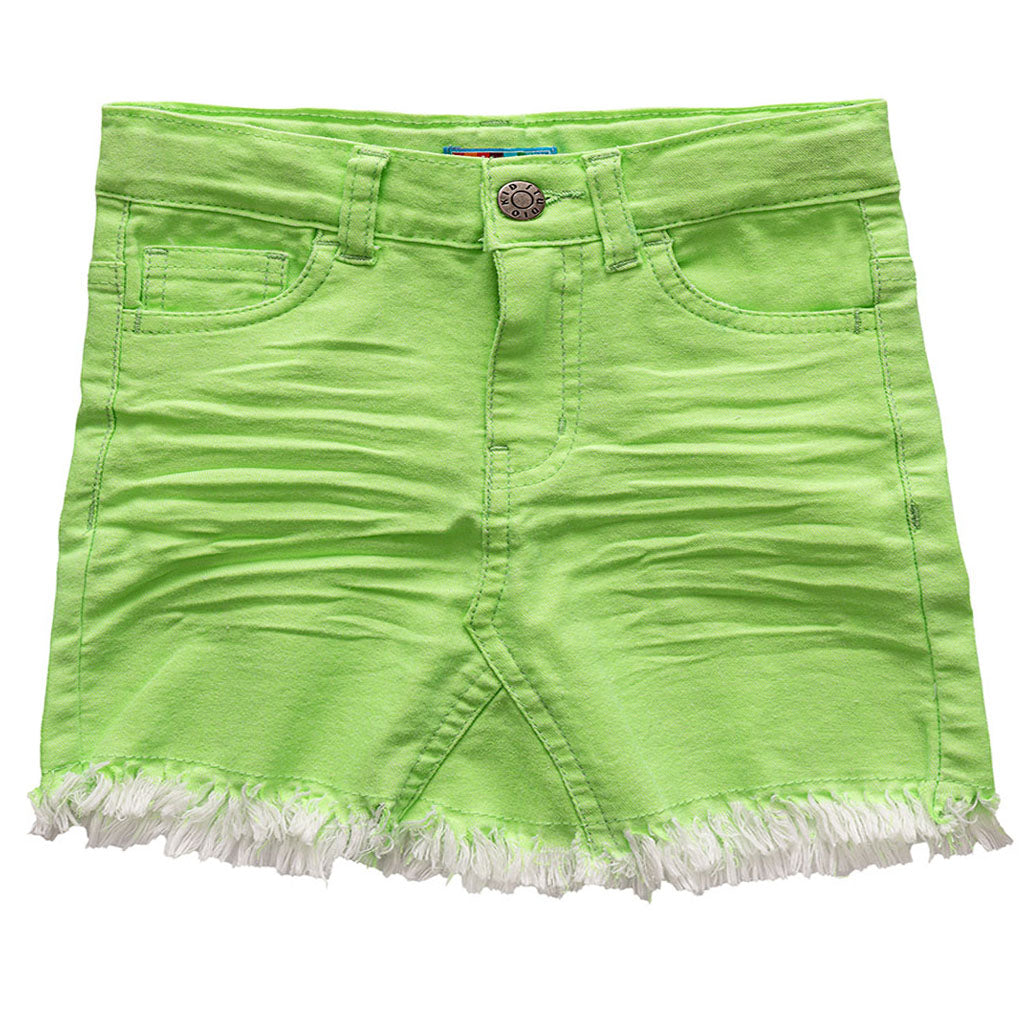 Girls Neon Green Cotton Stretch Skirt