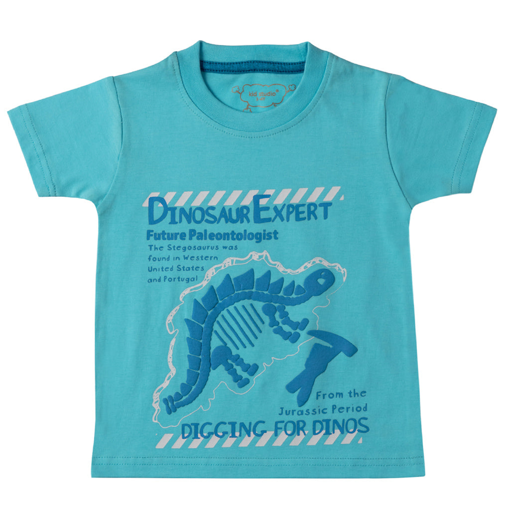 Boys Aqua Blue Dino Print T-shirt