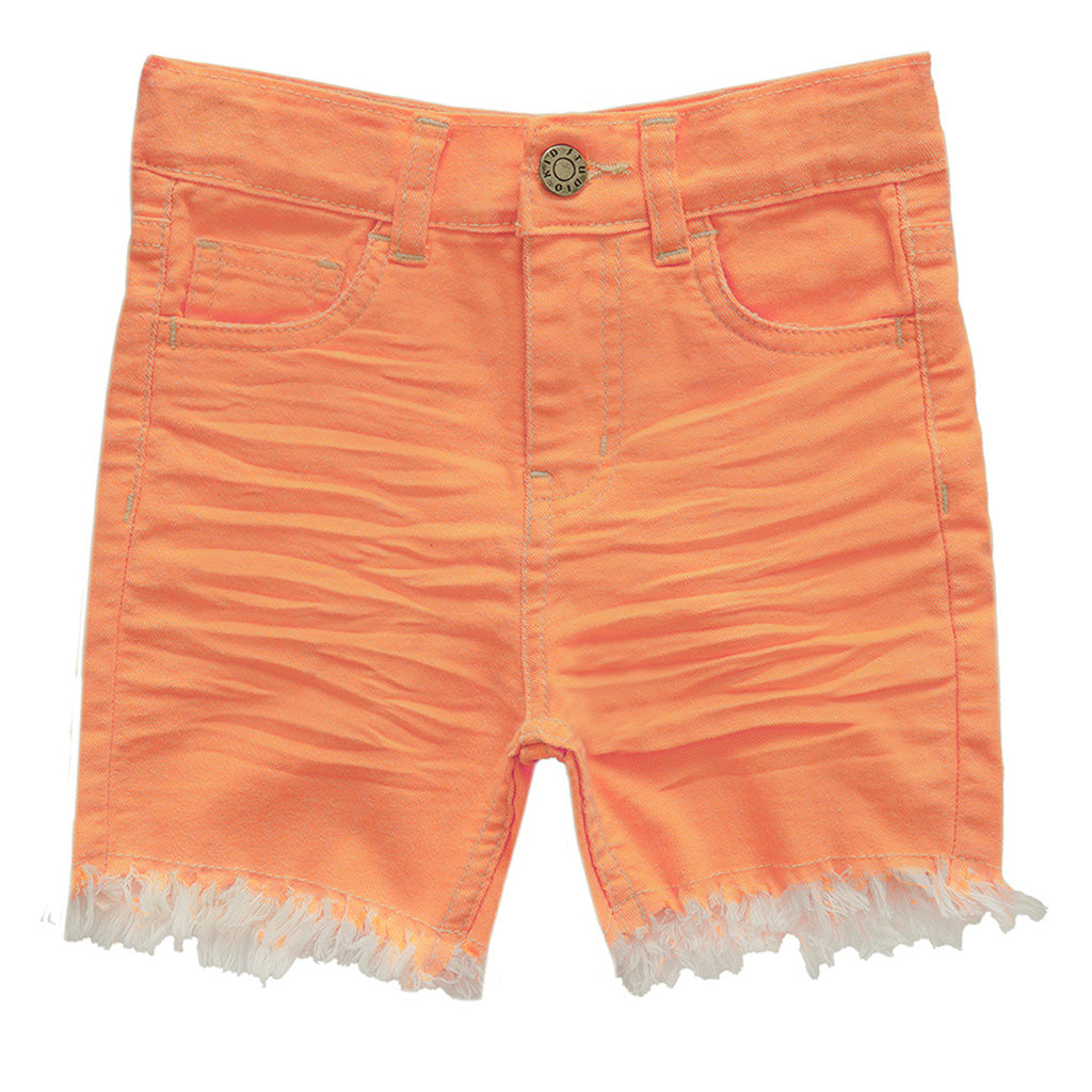 Girls Neon Orange Cotton Stretch Short