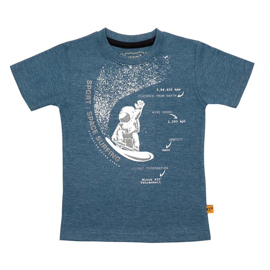  Boys Blue Space Surf Print T-shirt