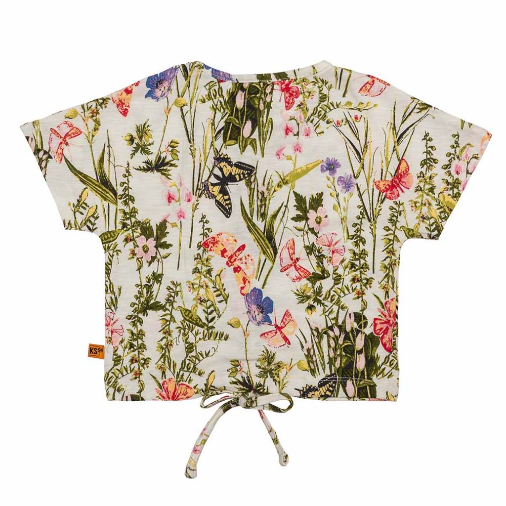 Girls White All Over Floral Print Crop Top