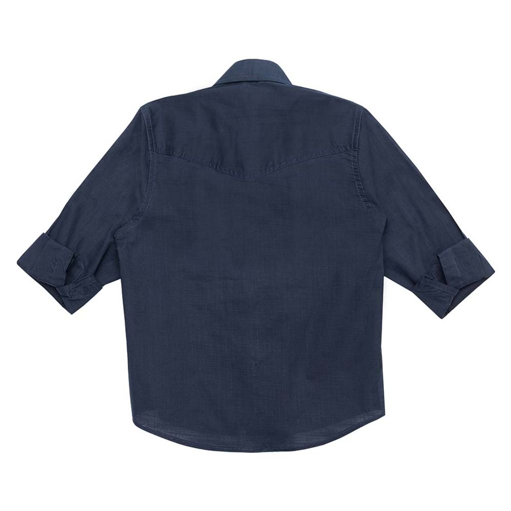 Boys Dark Blue Cotton Slub Shirt