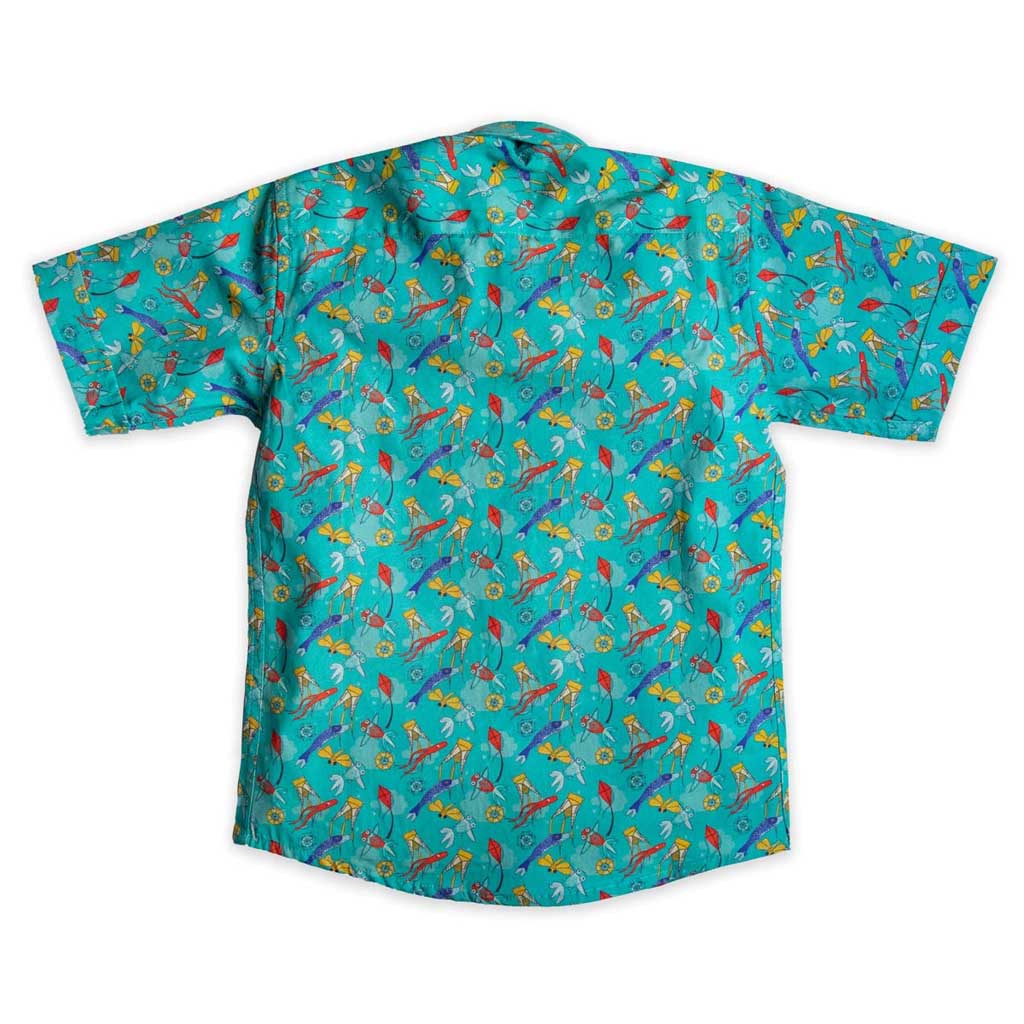 Boys Aqua Blue Sea Animal Print Shirt