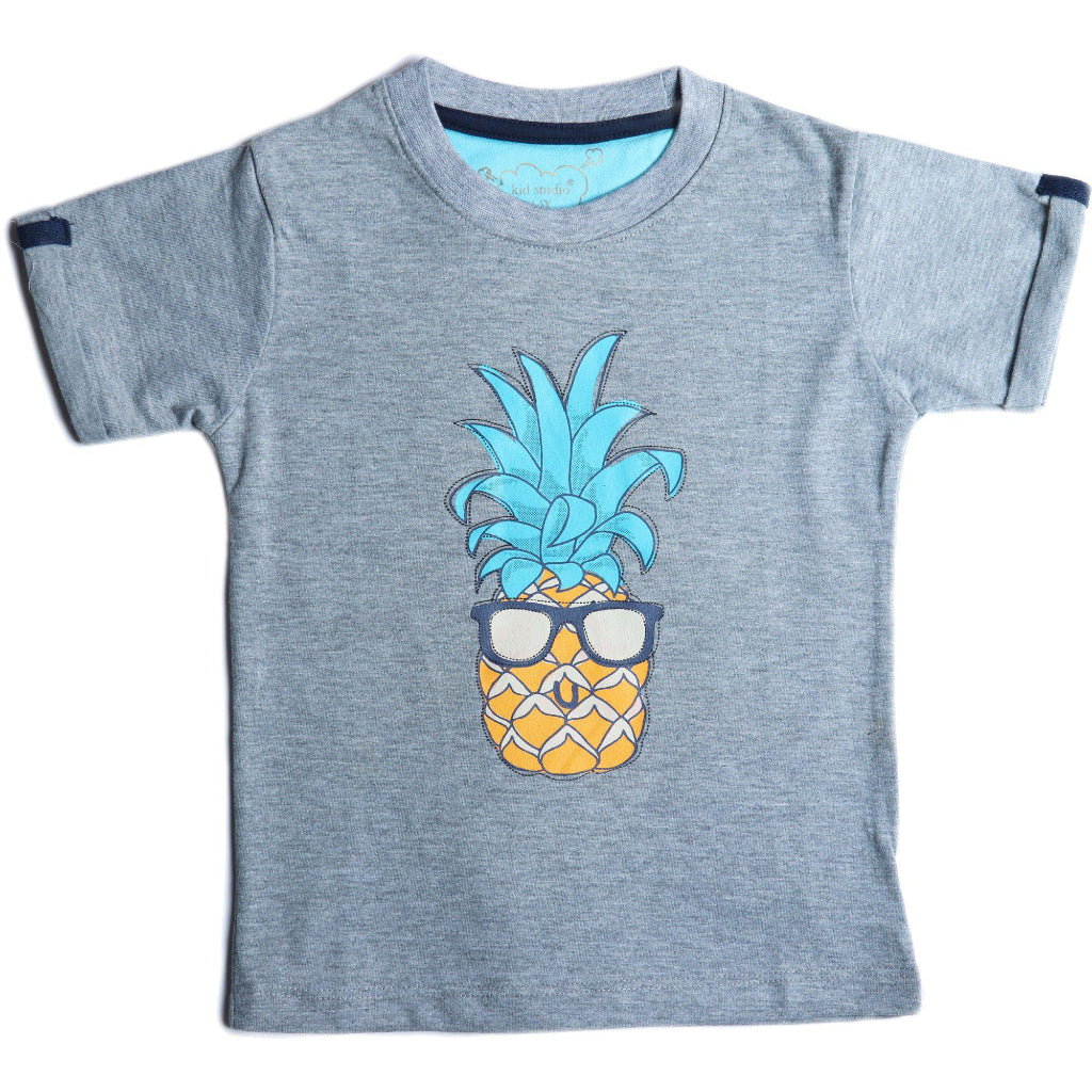 Boys Grey Pineapple Print T-shirt