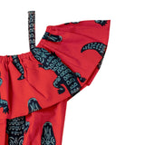 Girls Red Crocodile Print Jumpsuit