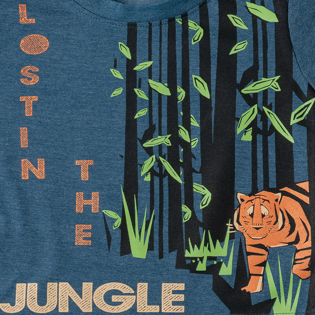 Boys Blue Tiger Print T-shirt