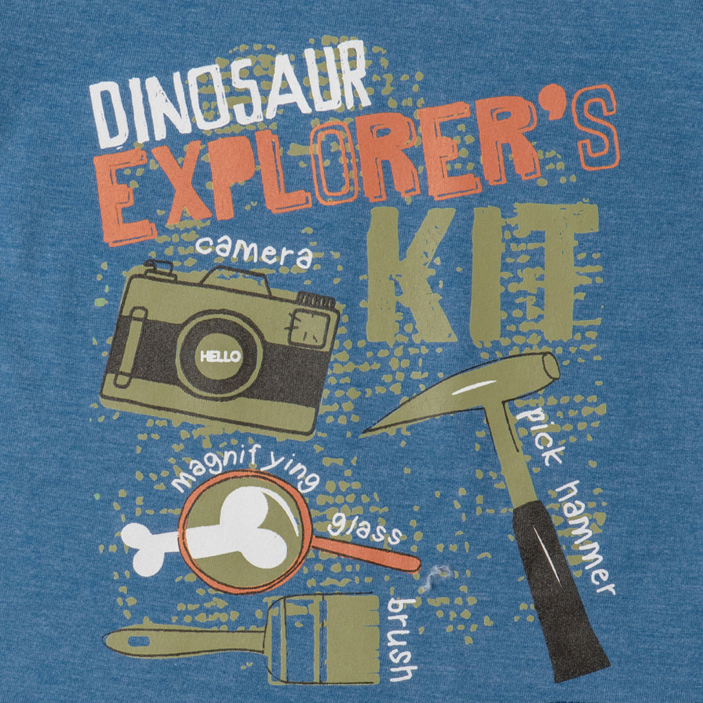 Boys Blue Dino Kit Print T-shirt
