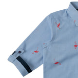 Boys Light Blue Flamingo Print Shirt