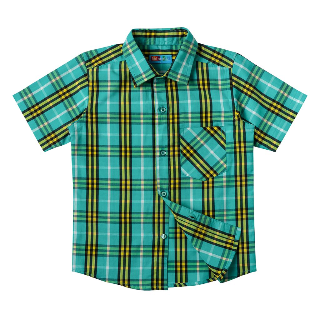 Boys Green & Yellow Check Shirt