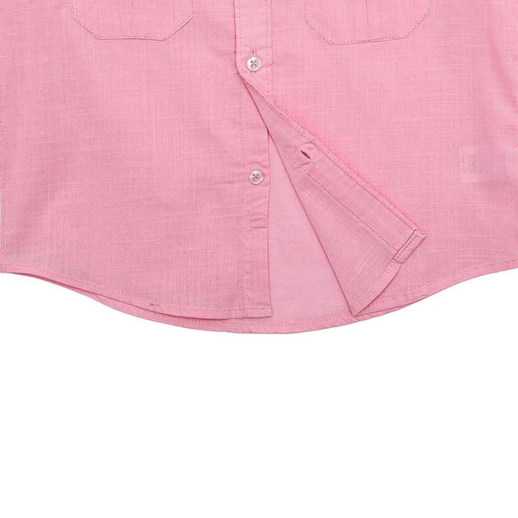 Boys Pink Cotton Slub Shirt