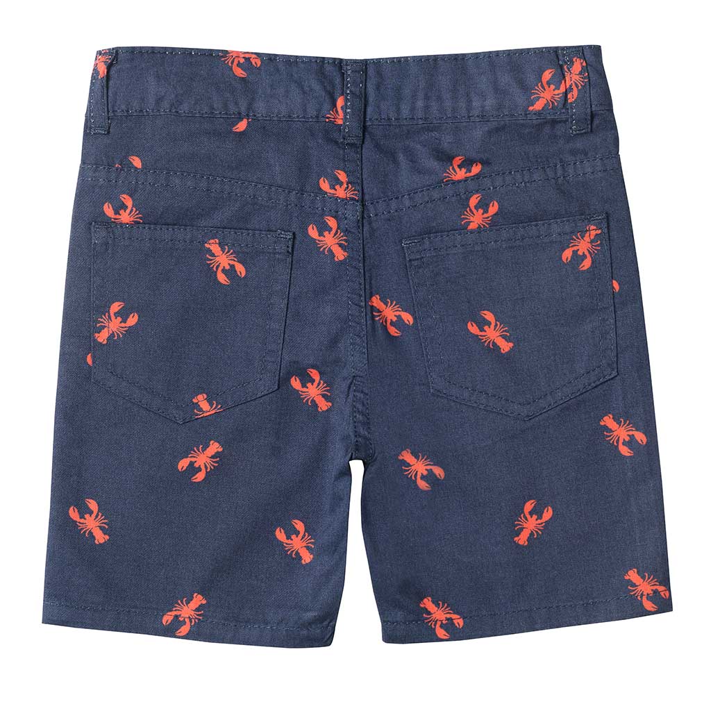 Boys Dark Blue Crab Print Shorts