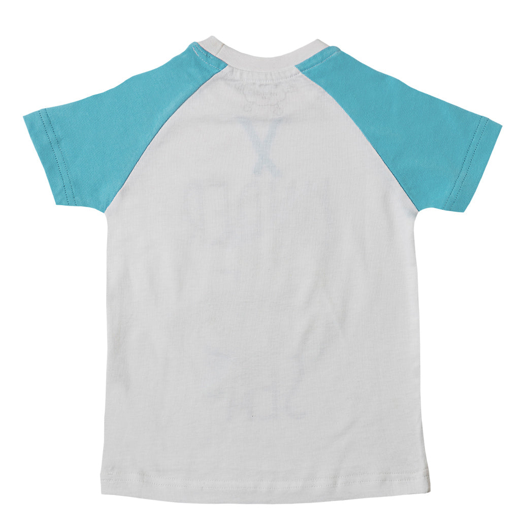 Boys Blue & White Sequins Raglan T-shirt