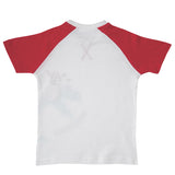 Boys White Dino Print Sequins Raglan T-shirt