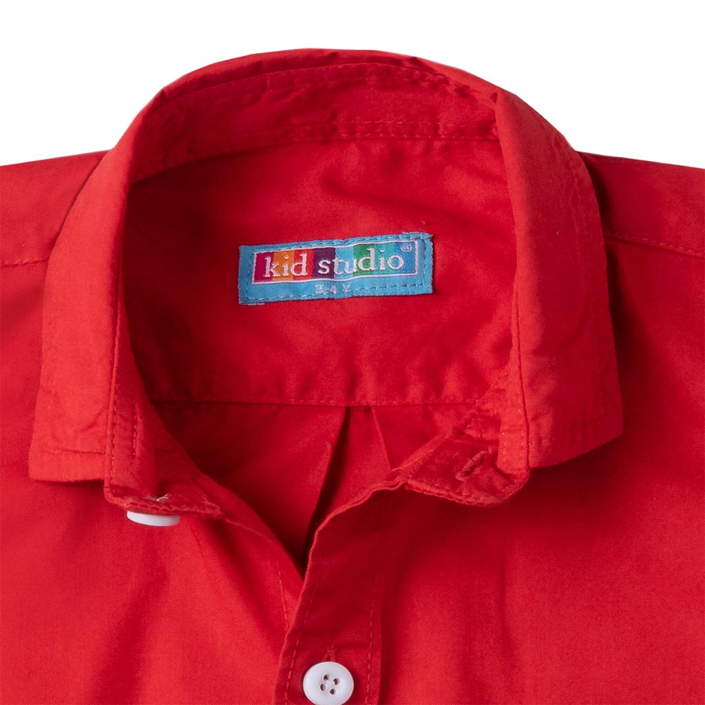 Boys Red Cotton Twill Shirt