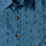 Boys Blue Animal Printed Shirt