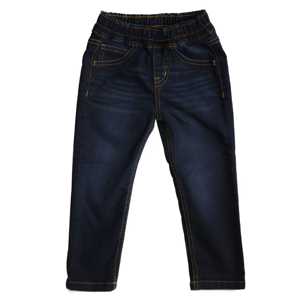 Boys Navy Blue Pull On Jeans