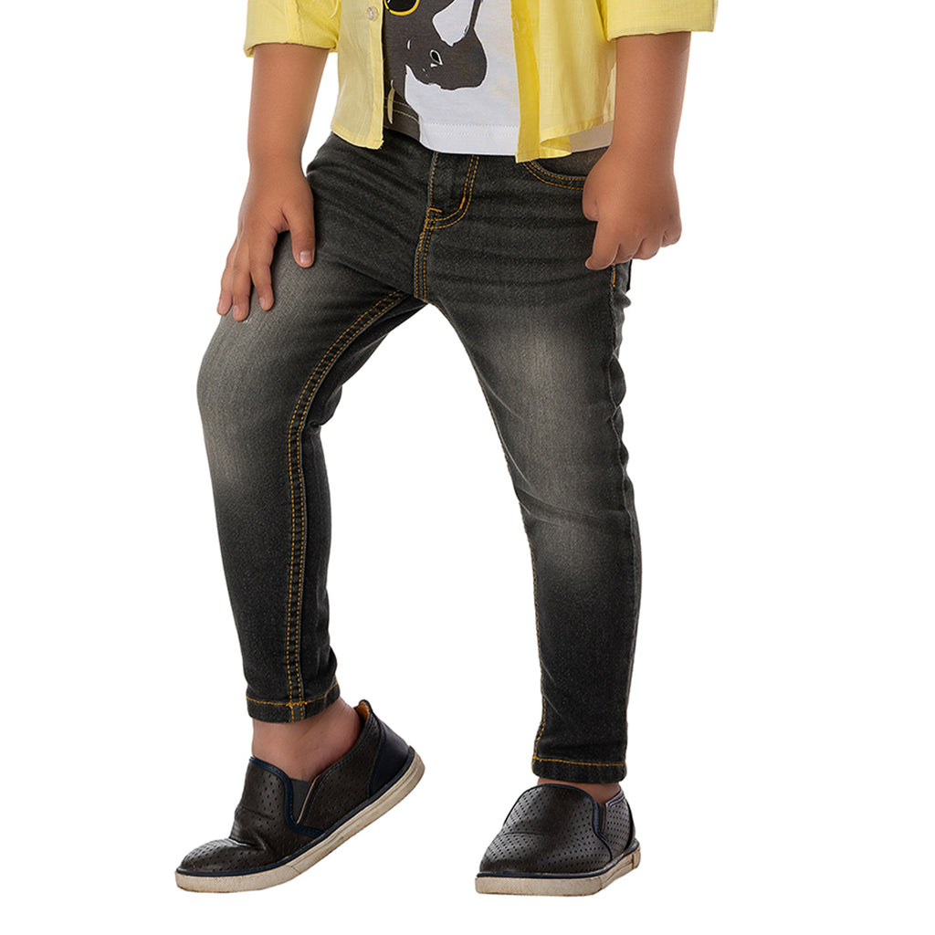Boys Greenish Grey Tapered Fit Jeans