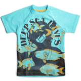 Boys Blue Fish Print T-shirt