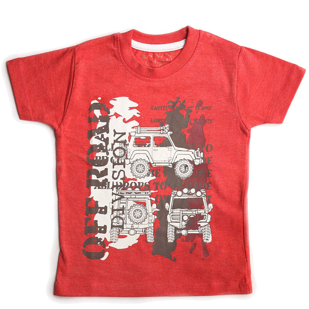 Boys Red Off Road Print T-shirt