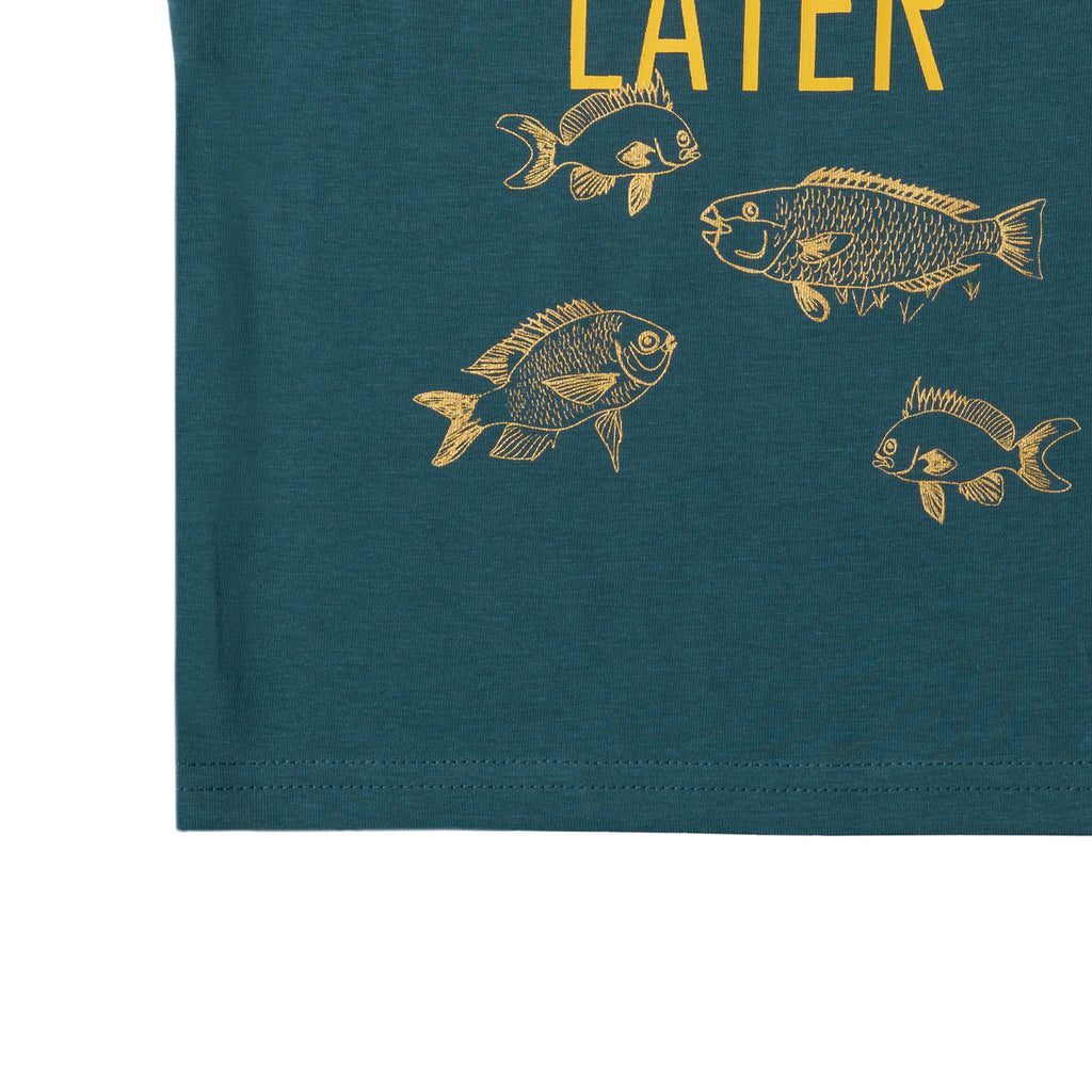 Boys Teal Blue Fish Print T-shirt