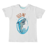 Boys White Shark Print T-shirt