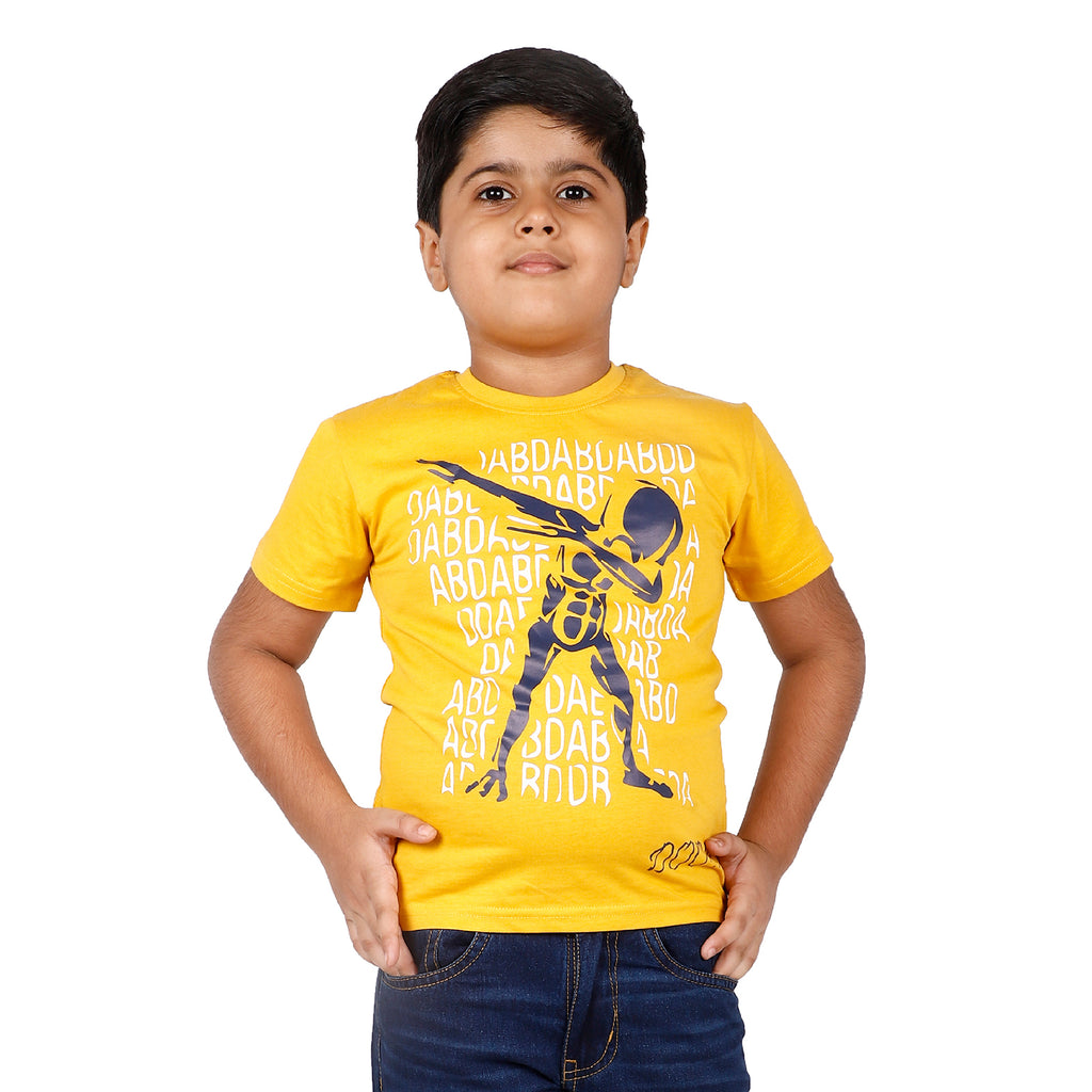 Boys Yellow Skeleton Print T-shirt