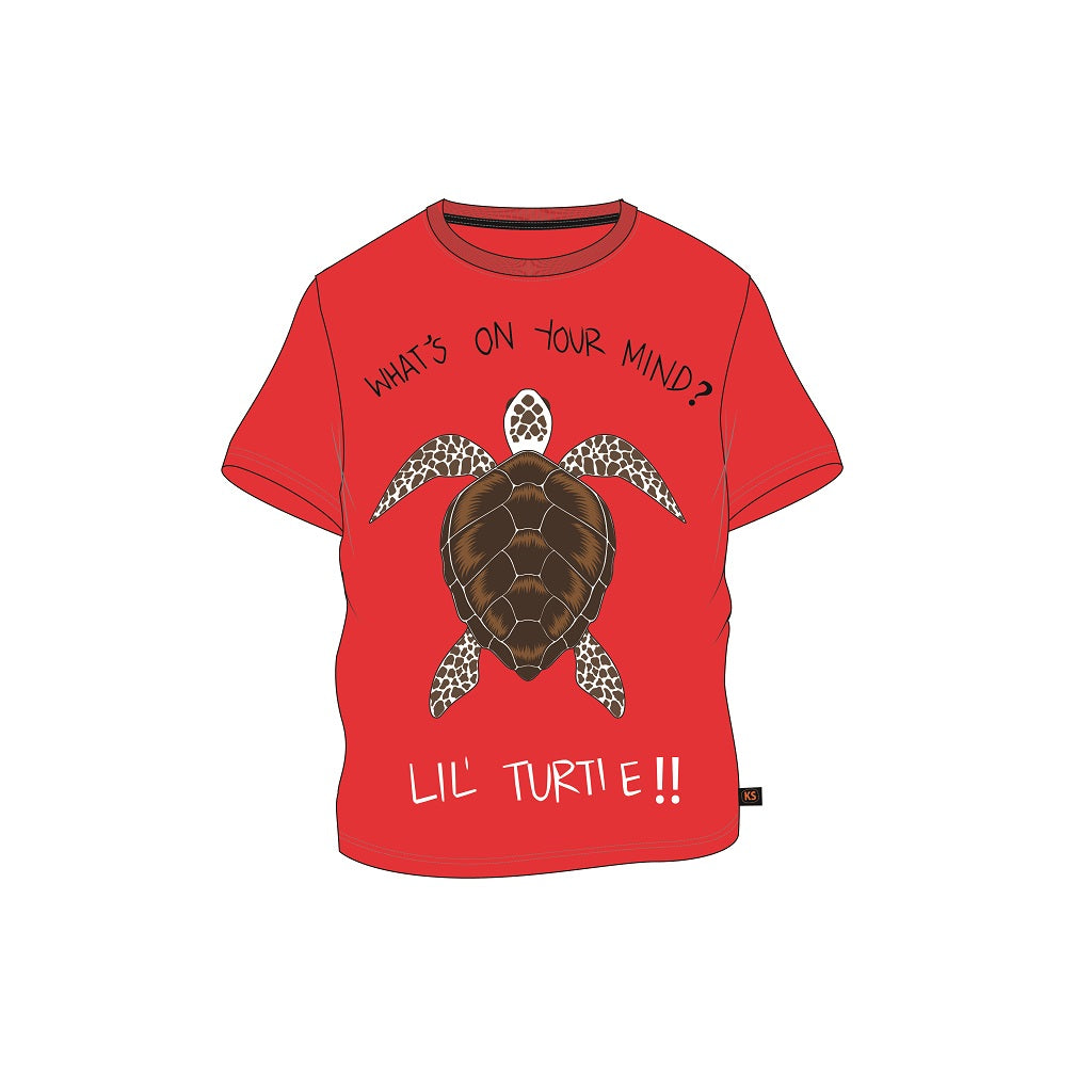 Boys Red Turtle Print T-shirt