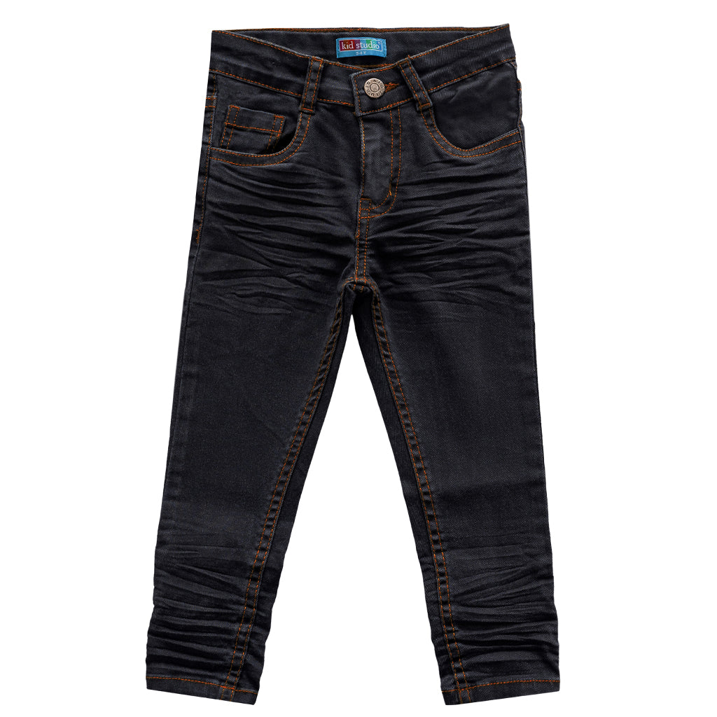 Boys Black Tapered Fit Stretch Jeans