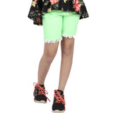 Girls Neon Green Cotton Stretch Short