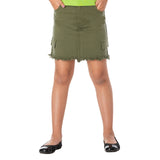 Girls Olive Green Cotton Stretch Skirt