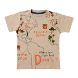 Boys Beige Dino Print T-shirt