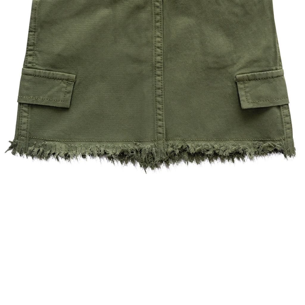 Girls Olive Green Cotton Stretch Skirt